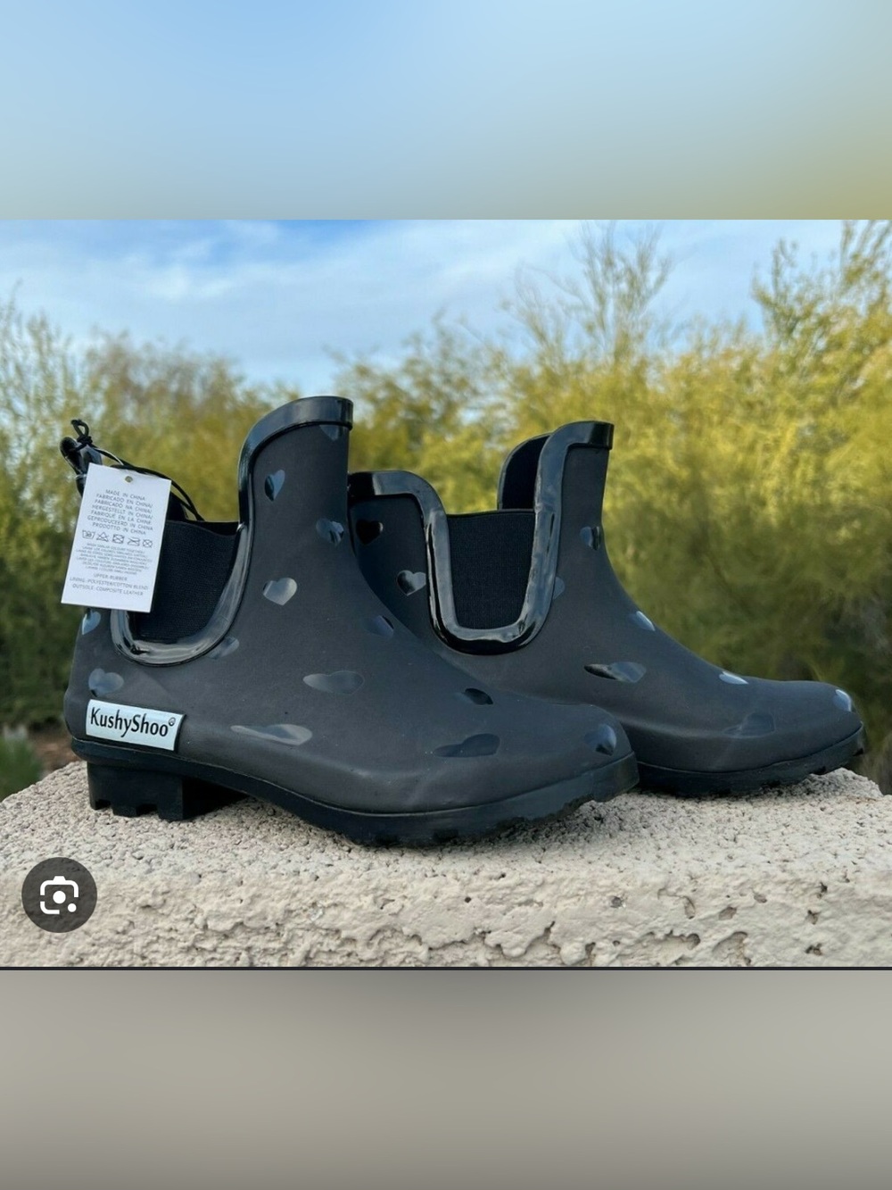 Kushyshoo Women’s Blk Rain Chelsea Boots - Slip-On Waterproof Rubber Booties